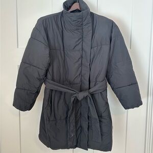 Gap Women’s Black Duvet Wrap Belted Puffer Coat M